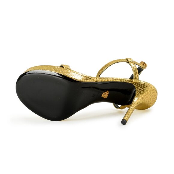 Versace Women's Gold Medusa Leather Heeled Platform Pumps Shoes US 7 IT 37 - Picture 6 of 8